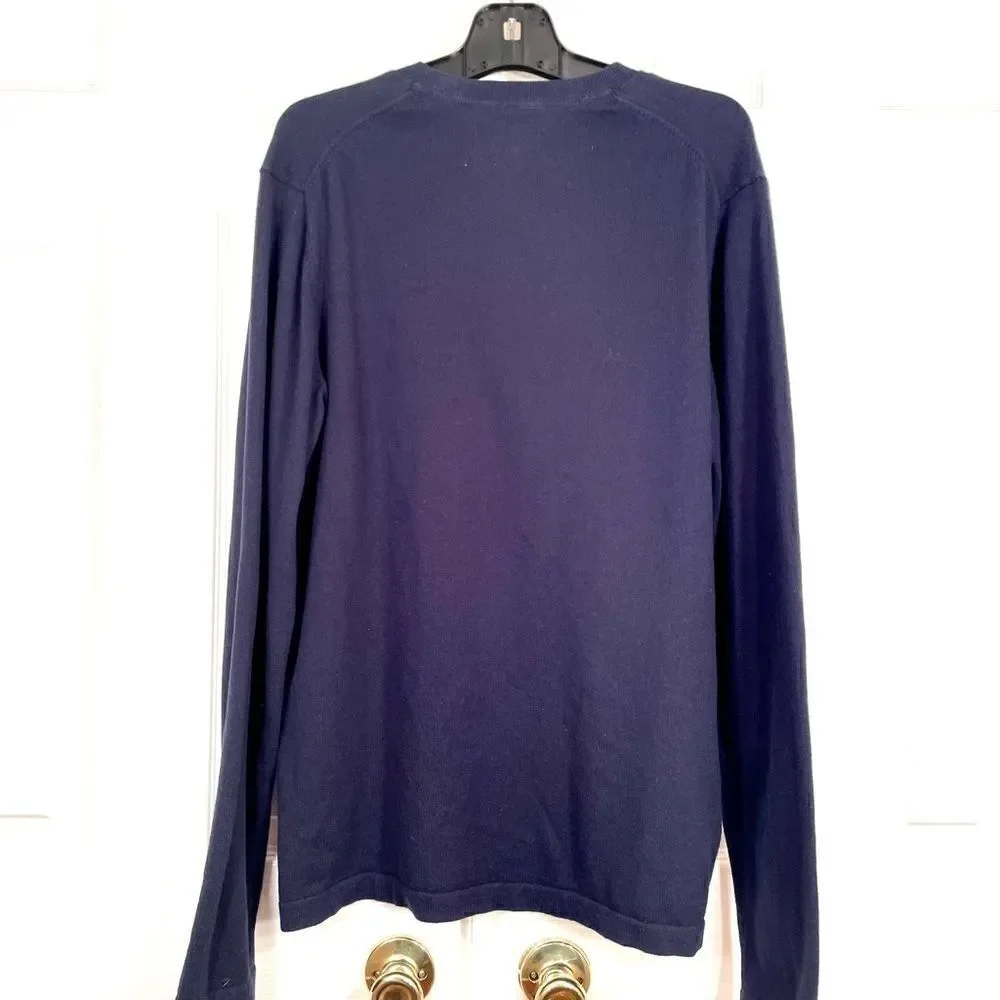 MENS NAVY SWEATER EDDIE BAUER COTTON MERINO SIZE TL - Picture 3 of 3